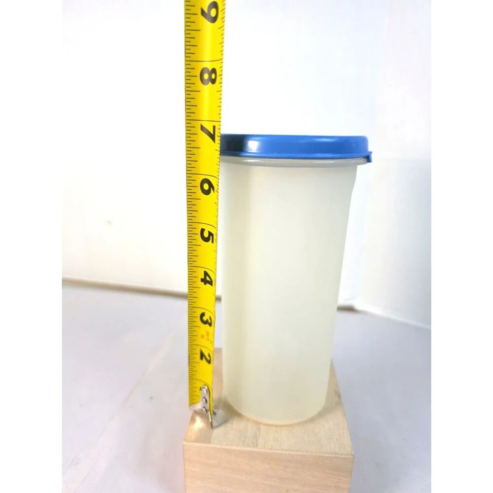 Vtg Tupperware Modular Mates 1641 Round Cylinder Container 22oz Sheer Blue Lid